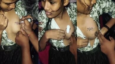 Nibbi lover’s Name Tattooed on Her Boobs Video