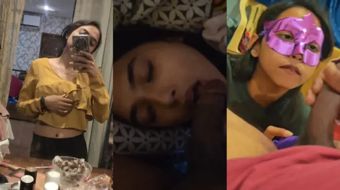 Cute Teen GF Mask blowjob Sex & Cumshot in Mouth HD